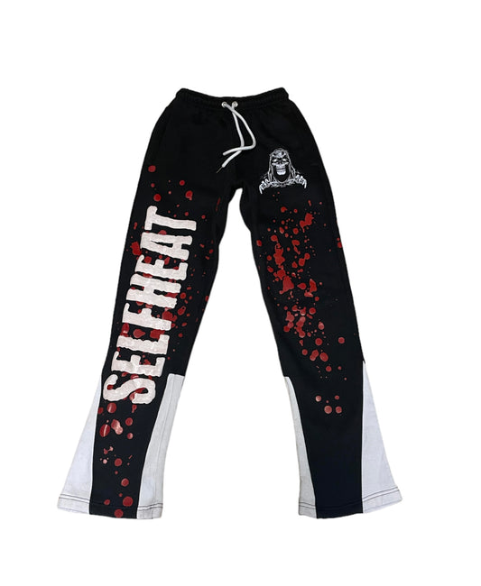 Black and Red Selfheat Stacked Joggers