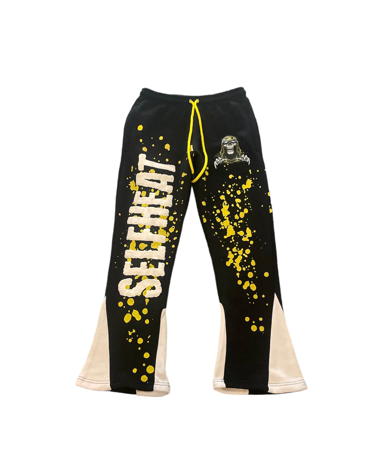 Black and Yellow Selfheat Stacked Joggers