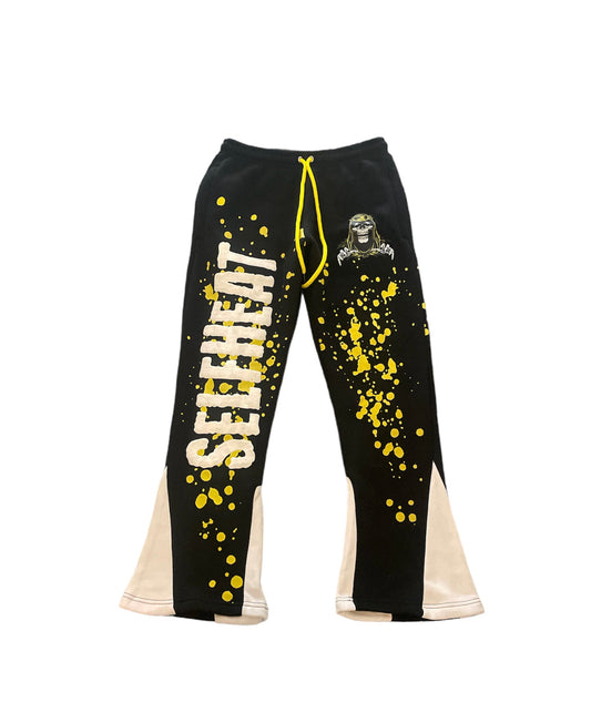 Black and Yellow Selfheat Stacked Joggers