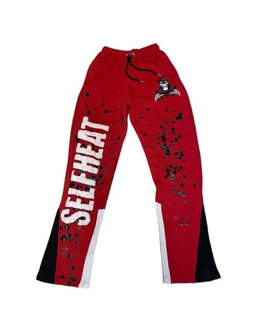 Red Selfheat Stacked Joggers